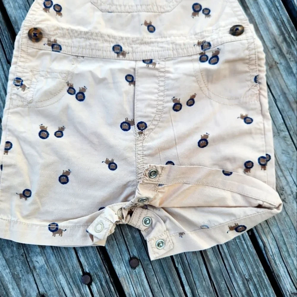 Carter's Baby boys Short Overalls Beige Tan Size 12 Months Adjustable with Snaps